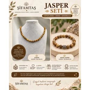 Jasper Doğal Taş Seti (Bileklik ve Kolye)