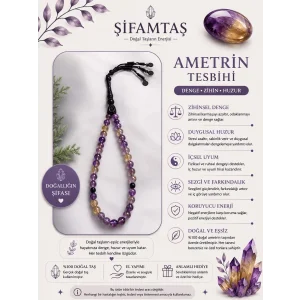 Ametrin Doğal Taş Tesbih