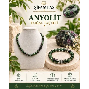 Anyolit Doğal Taş Seti (Bileklik ve Kolye)