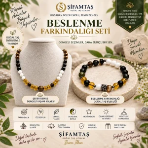 Beslenme Denge Doğal Taş Seti (Bileklik ve Kolye)