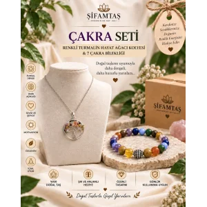 Çakra Seti (7 Çakra Bileklik ve Renkli Turmalin Hayat Ağacı Kolye)