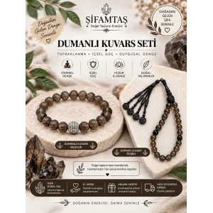 Dumanlı Kuvars Doğal Taş Seti (Bileklik ve Tesbih)