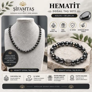 Hematit Doğal Taş Seti (Bileklik ve Kolye)