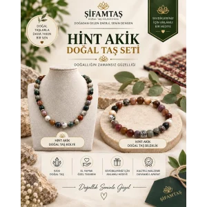 Hint Akiği Doğal Taş Seti (Bileklik ve Kolye)