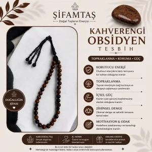 Kahverengi Obsidyen Doğal Taş Tesbih