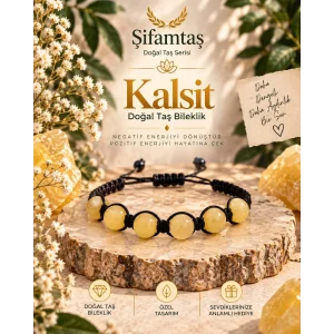 Kalsit Doğal Taş İpli Bileklik