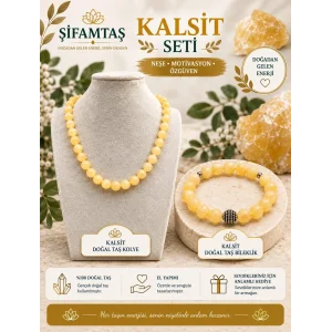 Kalsit Doğal Taş Seti (Bileklik ve Kolye)