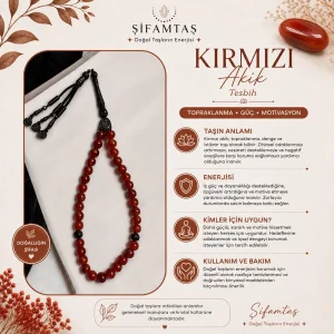 Kırmızı Akik Doğal Taş Tesbih