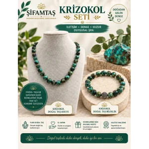 Krizokol Doğal Taş Seti (Bileklik ve Kolye)