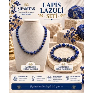 Lapis Lazuli Doğal Taş Seti (Bileklik ve Kolye)