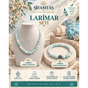 Larimar Doğal Taş Seti (Bileklik ve Kolye)