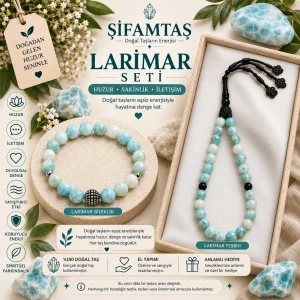 Larimar Doğal Taş Seti (Bileklik ve Tesbih)