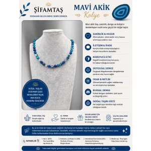 Mavi Akik Doğal Taş Kolye