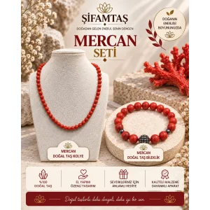 Mercan Doğal Taş Seti (Bileklik ve Kolye)