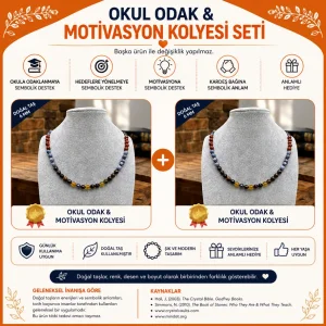 Okul Başarı ve Odak Doğal Taş Kolyesi (2 Adet)