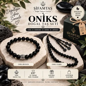 Oniks Doğal Taş Seti (Bileklik ve Tesbih)