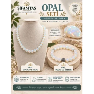 Opal Doğal Taş Seti (Bileklik ve Kolye)