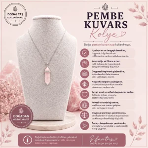 Pembe Kuvars Doğal Taş Kolye Ucu (2)