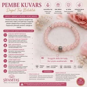 Pembe Kuvars Doğal Taş Bileklik