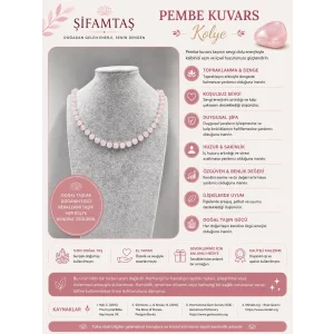 Pembe Kuvars Doğal Taş Kolye