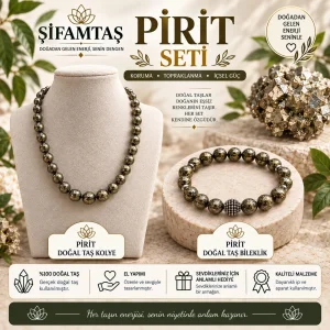 Pirit Doğal Taş Seti (Bileklik ve Kolye)