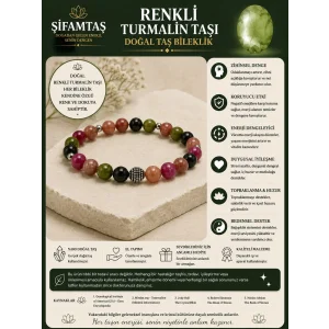 Renkli Turmalin Taşı Doğal Taş Bileklik