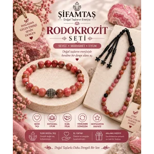 Rodokrozit Doğal Taş Seti (Bileklik ve Tesbih)