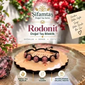 Rodonit Doğal Taş İpli Bileklik