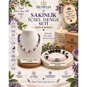 Sakinlik & İçsel Denge Doğal Taş Seti (Bileklik ve Kolye)