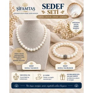 Sedef Doğal Taş Seti (Bileklik ve Kolye)