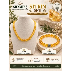 Sitrin Doğal Taş Seti (Bileklik ve Kolye)