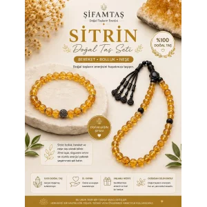 Sitrin Doğal Taş Seti (Bileklik ve Tesbih)