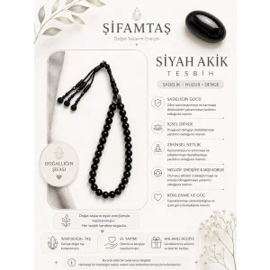 Siyah Akik Doğal Taş Tesbih
