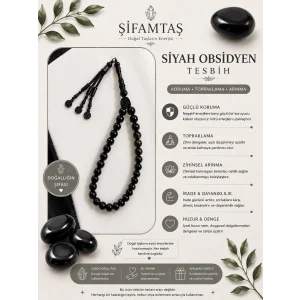 Siyah Obsidyen Doğal Taş Tesbih
