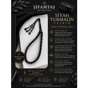 Siyah Turmalin Doğal Taş Tesbih