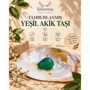 Tamburlanmış Yeşil Akik Taşı