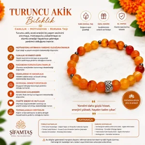 Turuncu Akik Doğal Taş Bileklik
