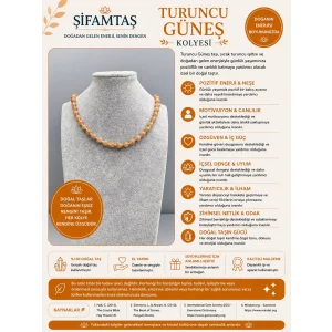 Turuncu Güneş Taşı Doğal Taş Kolye