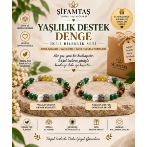 Yaşlılık Destek & Denge Doğal Taş Seti (2 Adet Bileklik)