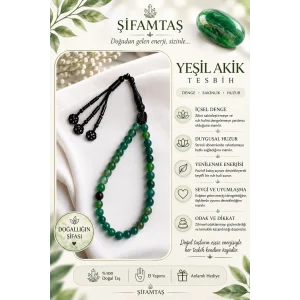 Yeşil Akik Doğal Taş Tesbih