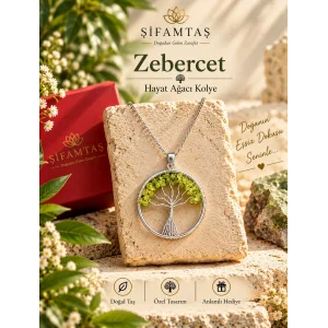 Zebercet Doğal Taş Hayat Ağacı Kolye