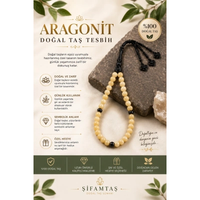 ARAGONİT DOĞAL TAŞ  TESBİH