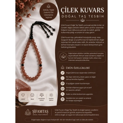 ÇİLEK KUVARS DOĞAL TAŞ TESBİH