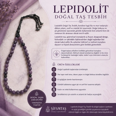 LEPİDOLİT DOĞAL TAŞ  TESBİH