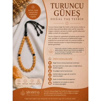 TURUNCU GÜNEŞ DOĞAL TAŞ TESBİH