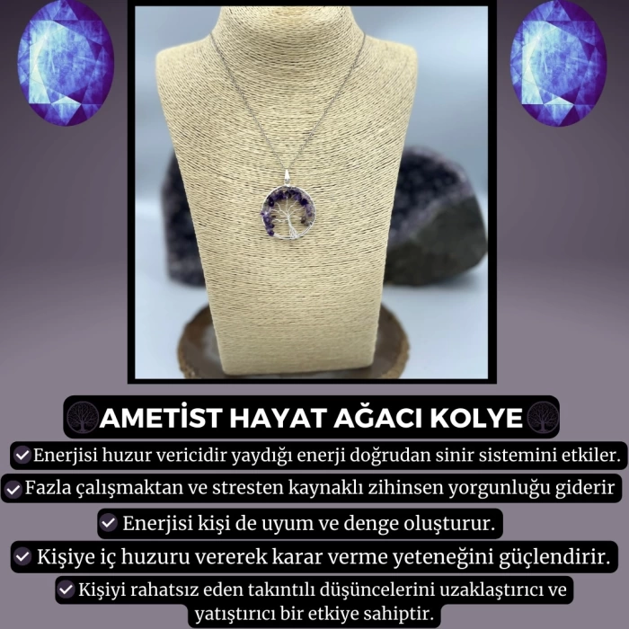 AMETİST HAYAT AĞACI KOLYE