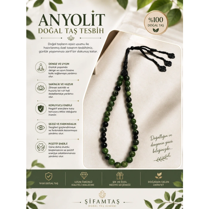 ANYOLİT DOĞAL TAŞ  TESBİH