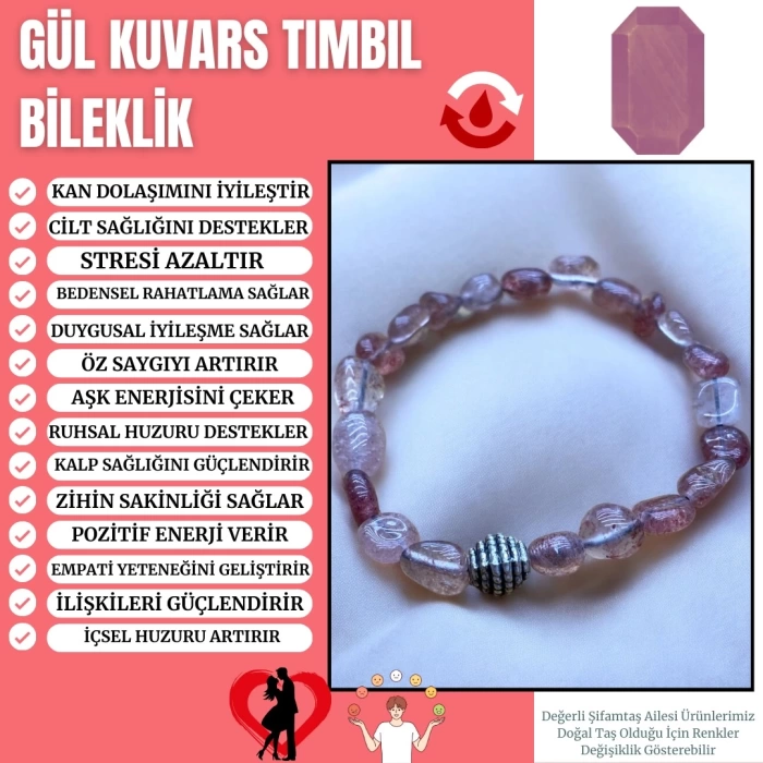 GÜL KUVARS TIMBIL BİLEKLİK