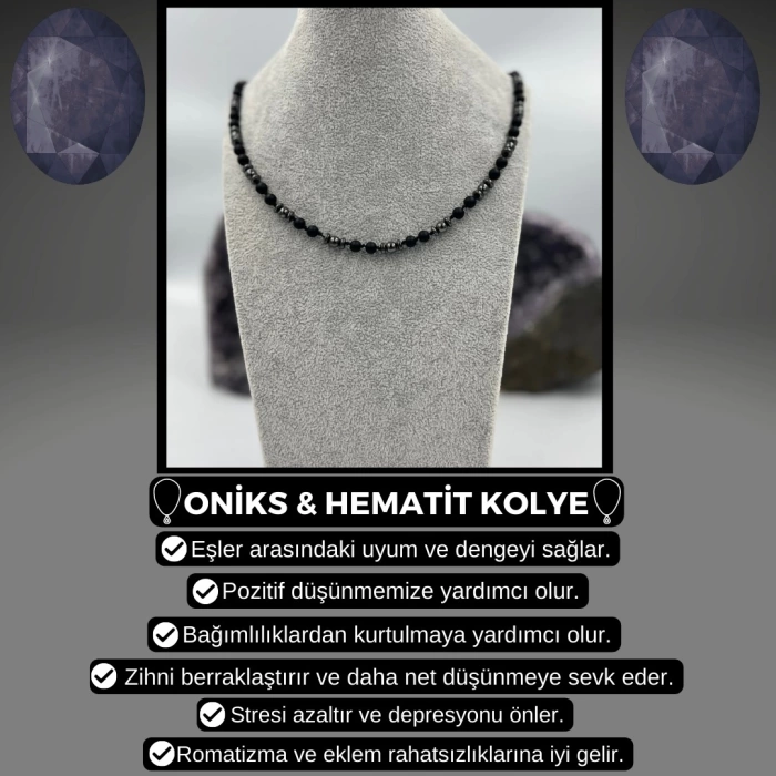 Hematit & Oniks Kolye