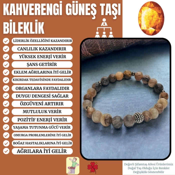 KAHVERENGİ GÜNEŞ TAŞI BİLEKLİK